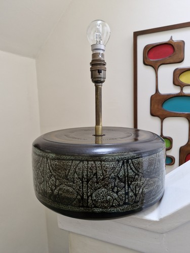 Vintage Large Newlyn Pottery Table Lamp Mid Century Retro Celtic Cornwall MCM - Picture 1 of 17