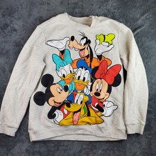 Disney Sweatshirt Adult L Gray Mickey And Friends Character Pullover Faces 2025