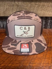 New C&B Farm + Outdoors Richardson 168P Flat Bill Snapback Duck Camo Mallard 