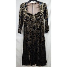Monty Q Navy Gold Paisley Velvet Sweetheart Dress Dark Romantic Whimsigoth