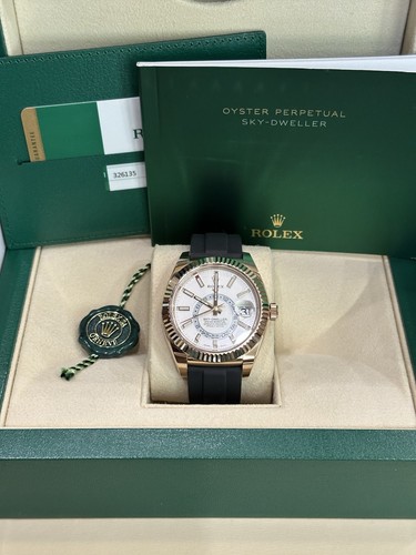 Rolex SKY-DWELLER ROSE GOLD 42mm white dial, oyster flex #3261...