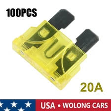 100Pcs 20 Amp ATC/ATO Standard Regular Fuse Blade 20A for Car Truck Boat Marine