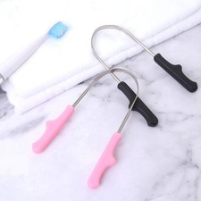 2 Pcs Tooth Cleaning Tools Tongue Brush for Mouth Stainless Steel Oral Care