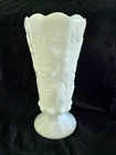 Vintage Westmoreland Milk Glass Paneled Footed Vase Grapevine Pattern- 9 1/4"