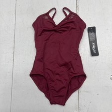 So Danca Leotard Girls 6X-7 Burgundy BY29C Ballet Camisole Mesh Lace Ruched