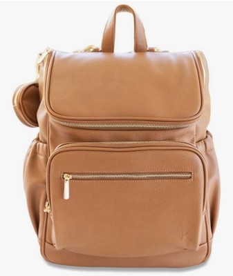 NEW Kovale Vegan Leather Diaper Bag Backpack, Multi-Function, Anti-Theft, Brown