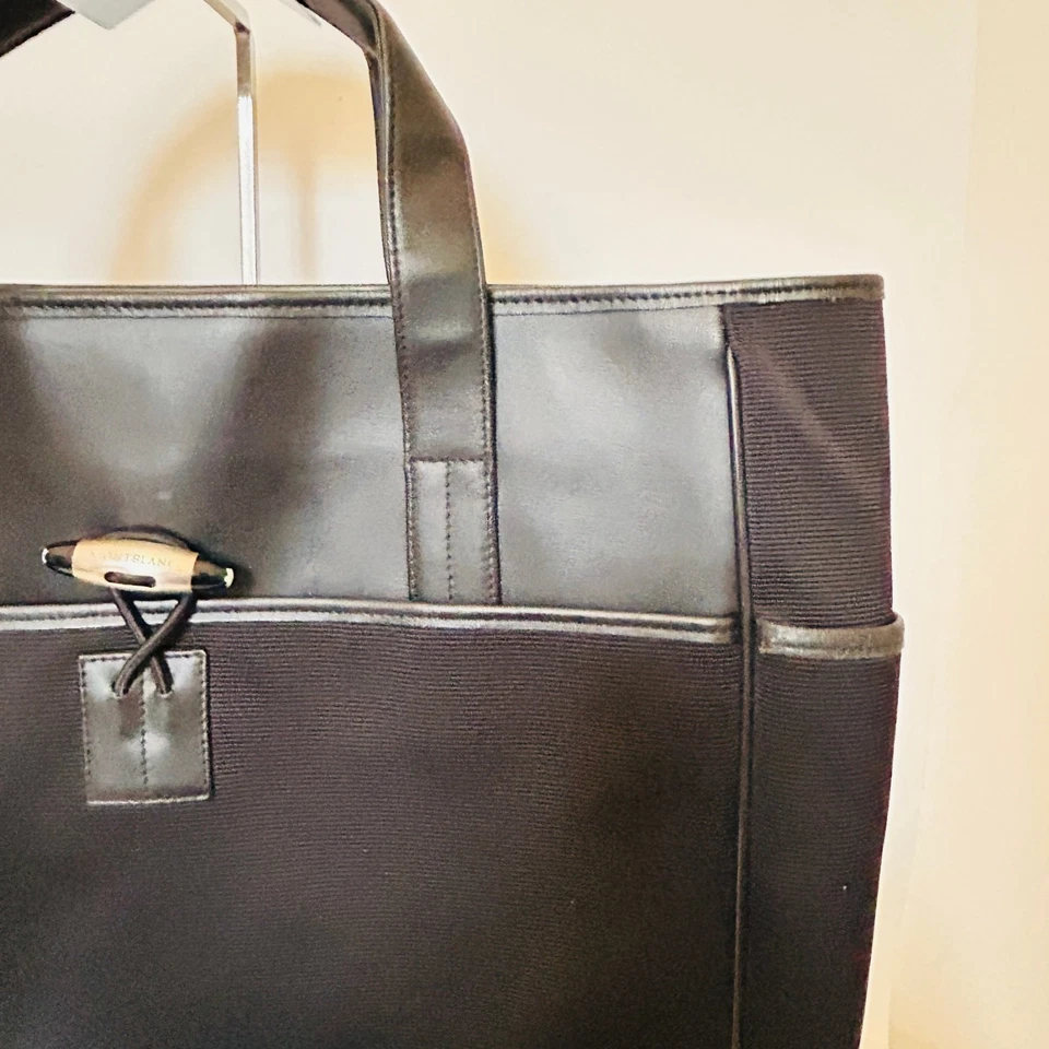 Montblanc business tote bag uomo nera pelle tessuto tecnico originale document Foto 3 de 4