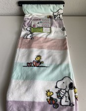 Peanuts Snoopy Woodstock Spring Easter Eggs 50 X 70" Throw Blanket Blue Pink NEW