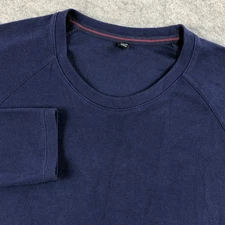 UNIQLO HEATTECH Mens Sweater Medium Navy Blue Fleece Long Sleeve Crew Neck