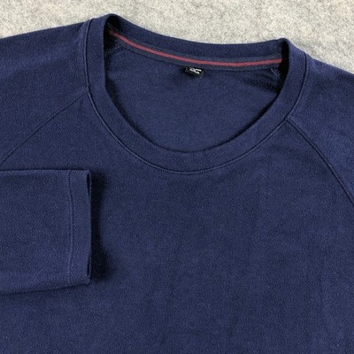 UNIQLO HEATTECH Mens Sweater Medium Navy Blue Fleece Long Sleeve Crew Neck