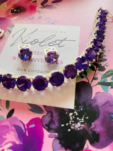 NEW Park Lane VIOLET Impression Bracelet 40 Carats of BIG Bling RV $188 - Picture 2 of 13