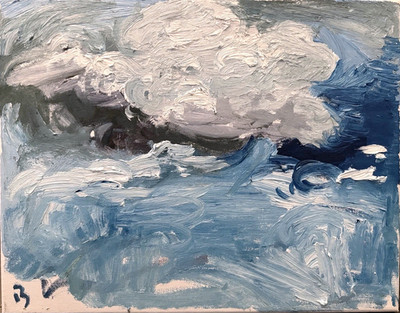 Small Abstract Cloud Surrealism Oil Painting On Canvas 11 x14  Original Signed