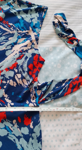 Monsoon Button Up Shirt Dress Abstract size XL Long - Stretchy Jersey - Blue - Picture 9 of 14