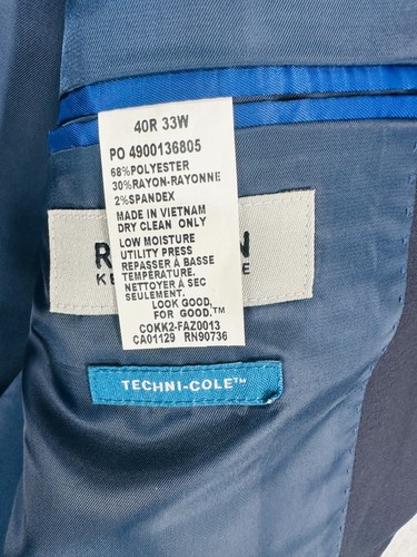 Kenneth Cole Reaction Suit Mens Size 40R 33x32 Navy Slim Fit Ready Flex 2-Piece - Picture 6 of 11