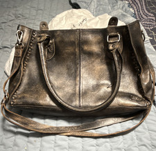 Women s Black Distressed Satchel Tote, Zip Cl...