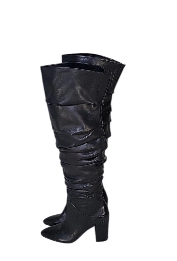 INC International Concepts Mujer Tabithaa Cuero Sobre la Rodilla Negro 10 M Nuevo en Caja Foto 3 de 4