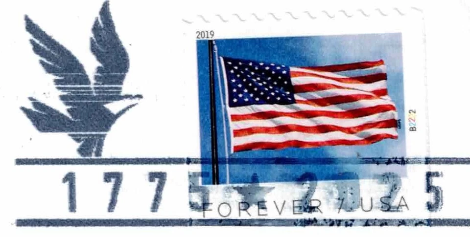 US - 2019 PNC Commercial Cover - Flag First Class Forever Stamp - Plate # B222 - Image 2 of 3