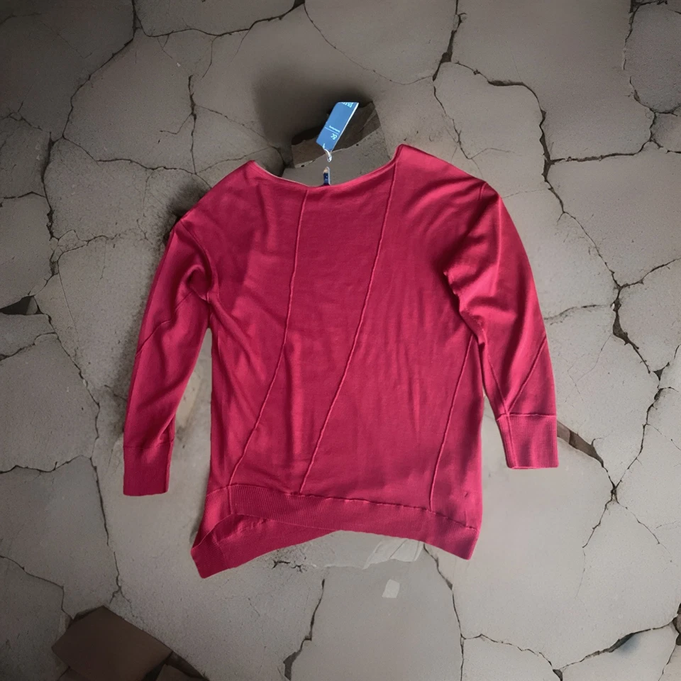 Top Eileen Fisher Rojo 100% Lana Merino Con Mangas Largas Foto 2 de 2