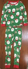 Carter's Kids Boy Girl 2-Piece Santa Christmas Cotton Long Sleeve PJ Set Green 7