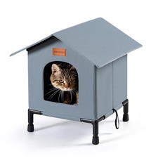 Insulated Cat Shelter Weatherproof Outdoor Cat House with Self-Warming Insula...