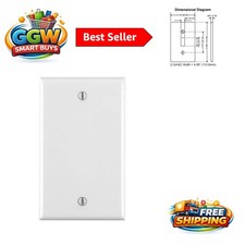 Elegant 1-Gang Blank Wall Plate in White - Thermoplastic Nylon, Standard Size
