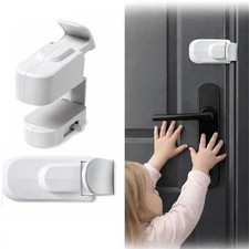 Child Proof Door Lock Snap-On Safety Lever Handle Lock No Drilling Needed