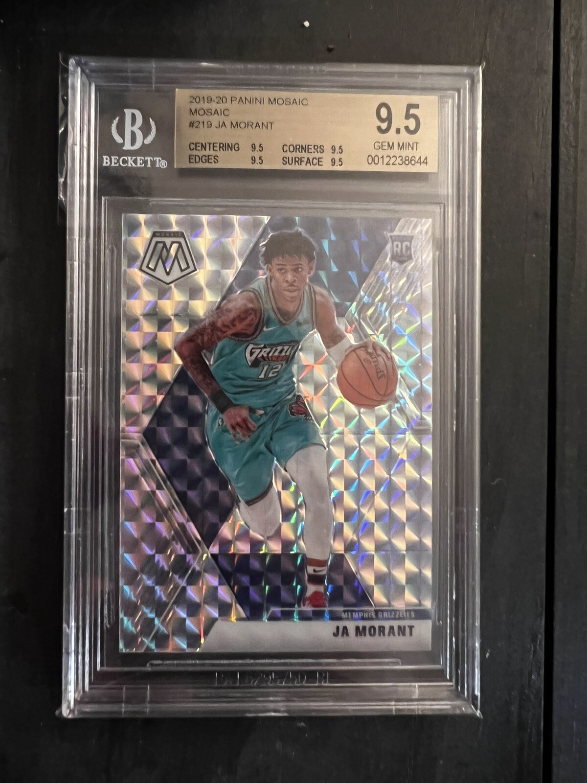 2019-20 PANINI MOSIAC SILVER Mosiac Prizm JA MORANT RC #219 BGS9.5