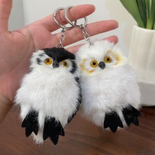 Adorable Plush Furry Owl Keychain Key Ring Animal Bag Charm Gift for Bags Keys