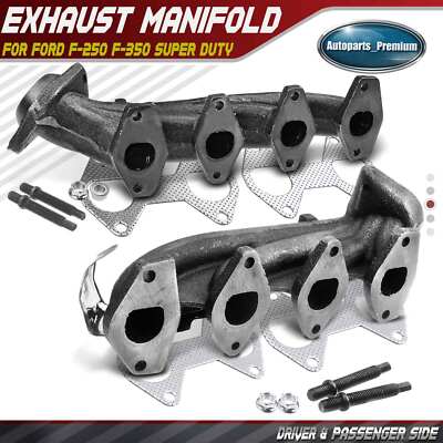 2x Left & Right Exhaust Manifold w/ Gasket Kit for Ford F-250 F-350 Super Duty