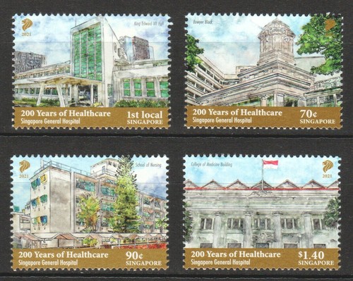SINGAPORE 2021 200 YEARS OF HEALTHCARE (HOSPITALS) 4 X FULL SHEET 10 STAMPS EACH - Picture 2 of 4