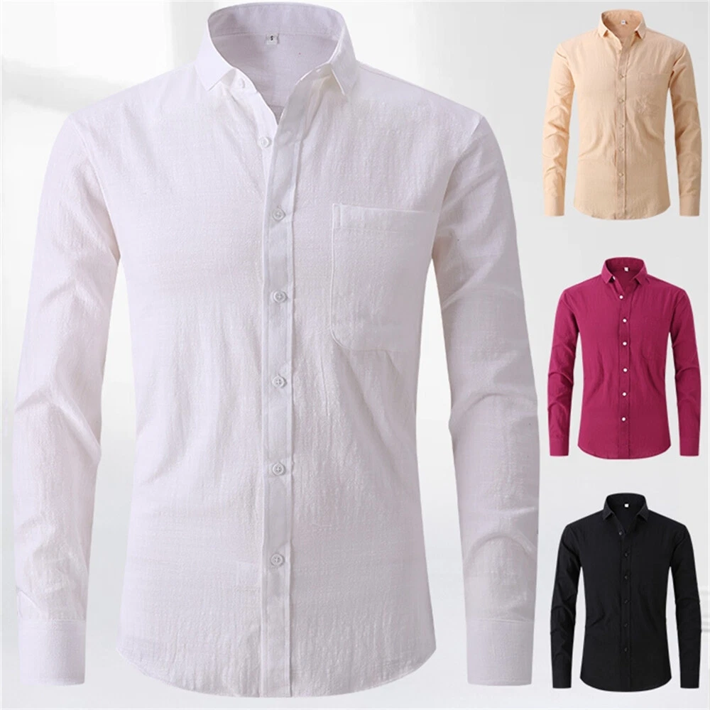 Men's Linen Shirts Button Down Long Sleeve Shirt Casual Business Dress Shirt
Opens in a new window o