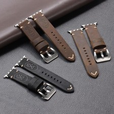 Leather Vintage Thick Cowhide Band For Apple Watch 11 10 9 8 7 6 Ultra 3 38-49mm