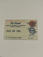 VINTAGE🇺🇸”UNION”76”PURE GAS & OIL COMPANY GAS STATION CREDIT CARD 👀LQQK👀