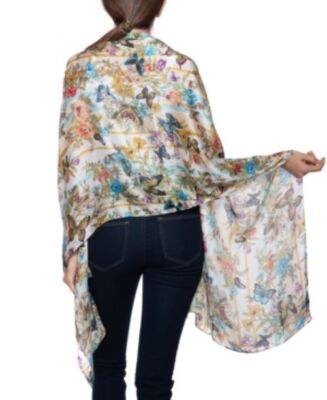 INC Silky Wrap Scarf Secret Garden Colorful Floral Butterfly  Long NWT FUL-442