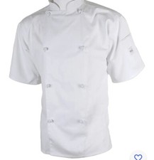 Mercer Culinary M61022WHM Genesis Men'S Short Sleeve Chef Jacket with Cloth Knot