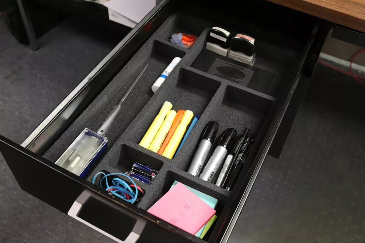 4 Desk Drawer Organizers Insert Black Home or Office 8 Slot 19.9