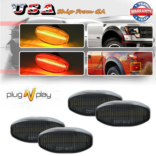 4X Smoked Lens LED Amber Red Side Marker Lights For 201014 Ford F150 SVT Raptor eBay