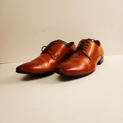 Aldo Knaggs Cognac Lace-Up Brown Leather Oxford Dress Shoes 