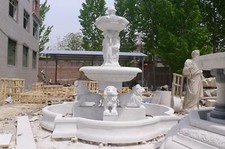 MONUMENTAL CARVED MARBLE LION FIGURATIVE FOUNTAIN - JX1000