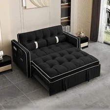 3 in 1 Convertible Sleeper Sofa Bed 55" Velvet Loveseat Pull Out Sofa Bed Couch