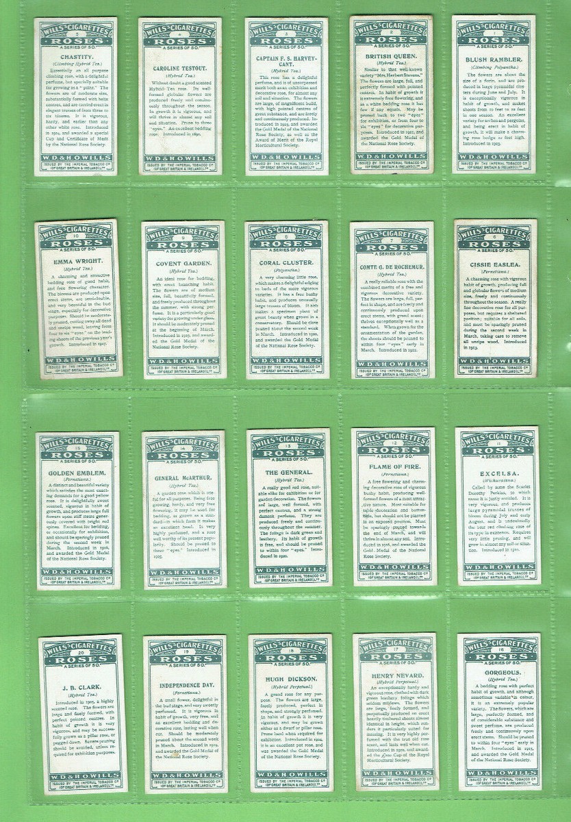GG1. SET(50) 1912 ROSES WILLS CIGARETTE CARDS | eBay