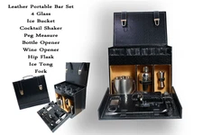 Get the Party Started Anywhere with Our Compact Beige Brown Portable Bar Set