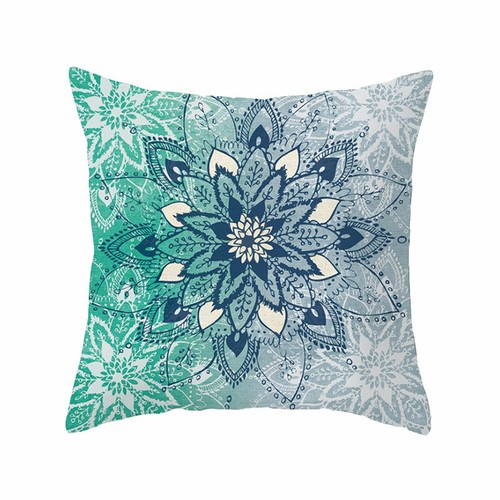 Aqua Turquoise Cushion Cover Floral Boho Mandala Home Decorative Cushion Cover - Picture 4 of 7