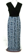 AB Studio Maxi Dress S Sleeveless Black & Geometric Poly Stretch Knit Small NWT