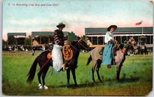 Wyoming Cowboy And Cowgirl Horse Racing Sports Postcard