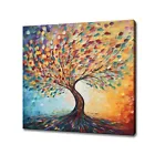 Colourful Rainbow Leaves Tree Oil Painting Style Colourful Canvas Print