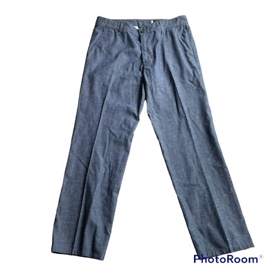 AG Adriano Goldschmied Denim Chambray Trouser Pant Blue Size 31R Green Label