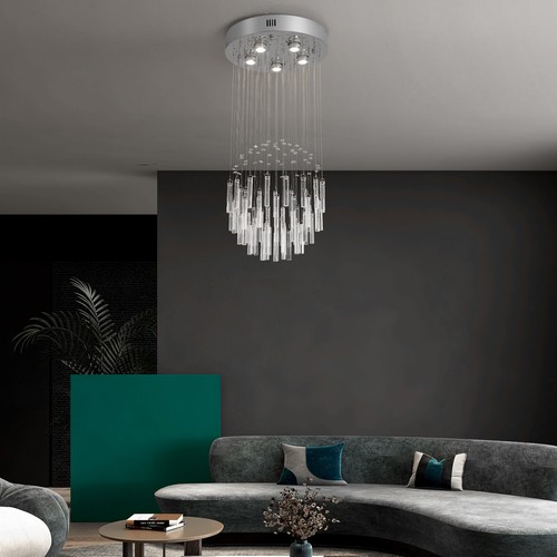 Modern Crystal Line Chandelier Lighting Flush mount Ceiling Light Pendant Lamp - Picture 41 of 43