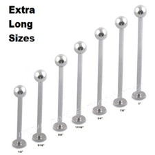 1pc. 16G 14G EXTRA LONG SIZES 316L Surgical Steel Labret Cheek Piercing 1/2"-1"