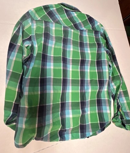 Camicia Carbonio Uomo M Perla Bottoni a Scatto Slim Fit Cowboy Western Verde Rigato - Foto 13 di 15